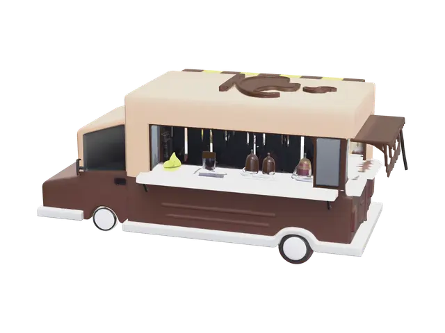 Ornate Food Truck - Foodtruck 3D model, vytvořený pomocí AI