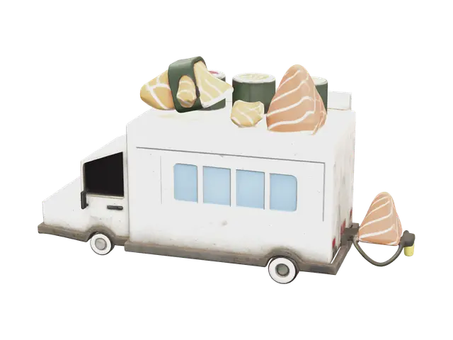 Stylized Food Truck - Foodtruck 3D model, vytvořený pomocí AI