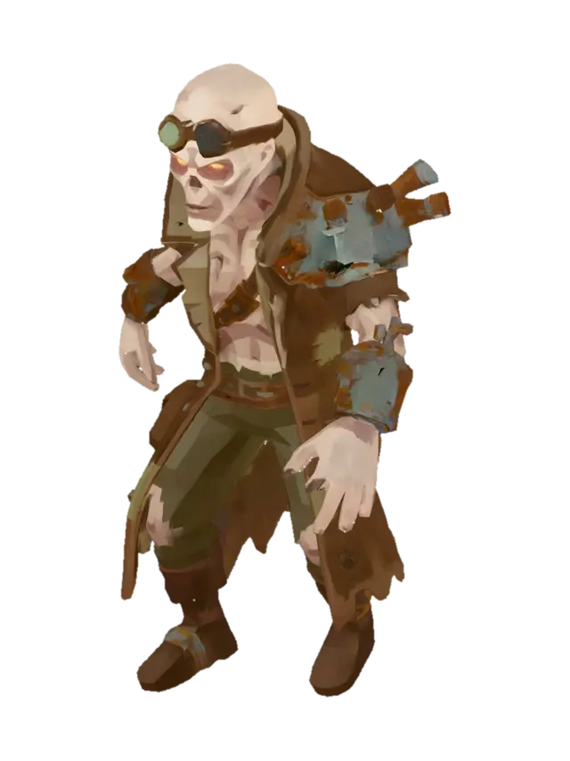 A corrupted treasure hunter creature, formerly human now mutated after decades in… 3D model, vytvořený pomocí AI