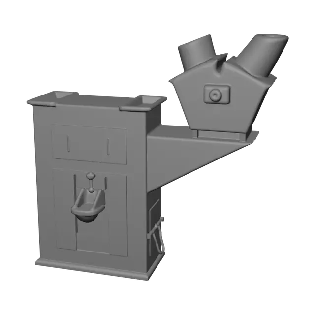 3D model for Miniature Factory with Twin Smokestacks
