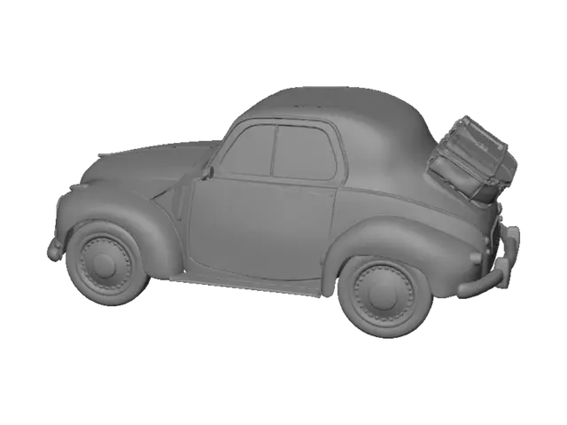3D model for Topolino 1954, Carrosserie Tot, Kotflügel und Verdeck schwarz, reifen Standard, Felgen rot, Felgen Deckel verchromt