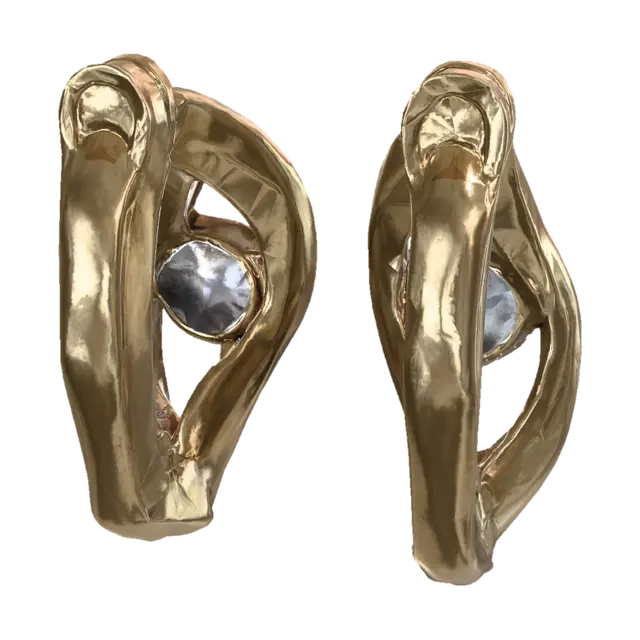 Golden Loop Pearl Earrings - Stud 3D-model, gegenereerd door AI