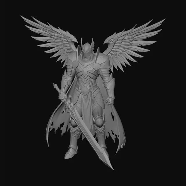 3D model for Personagem Blade Knight do Jogo MU Online com asa level 3