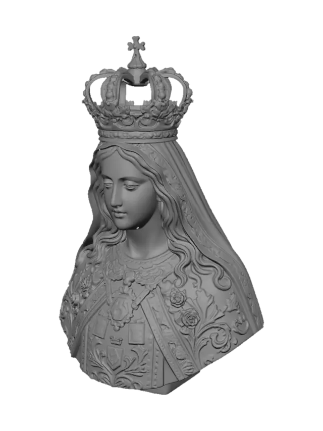3D model for imagen de un busto de la virgen del carmen de san fernando de cadiz. con mucho detalle en relieve