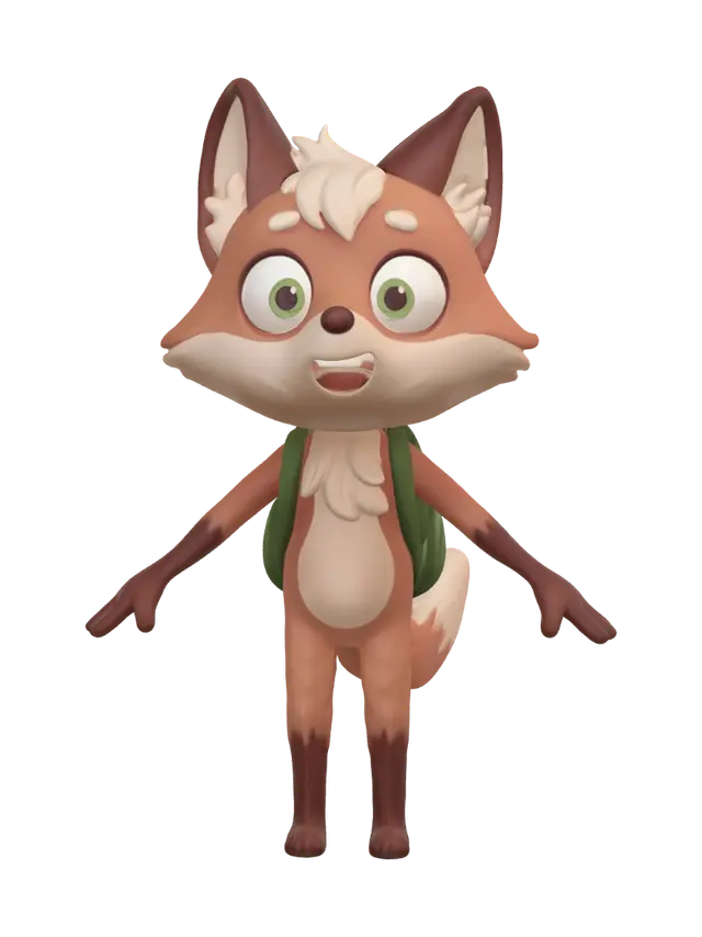 3D model for Cheerful Fox Adventurer