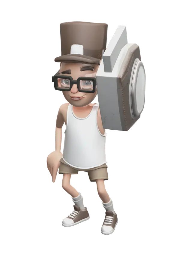 Weathered Fresh Subway Surfers 3D model, vytvořený pomocí AI