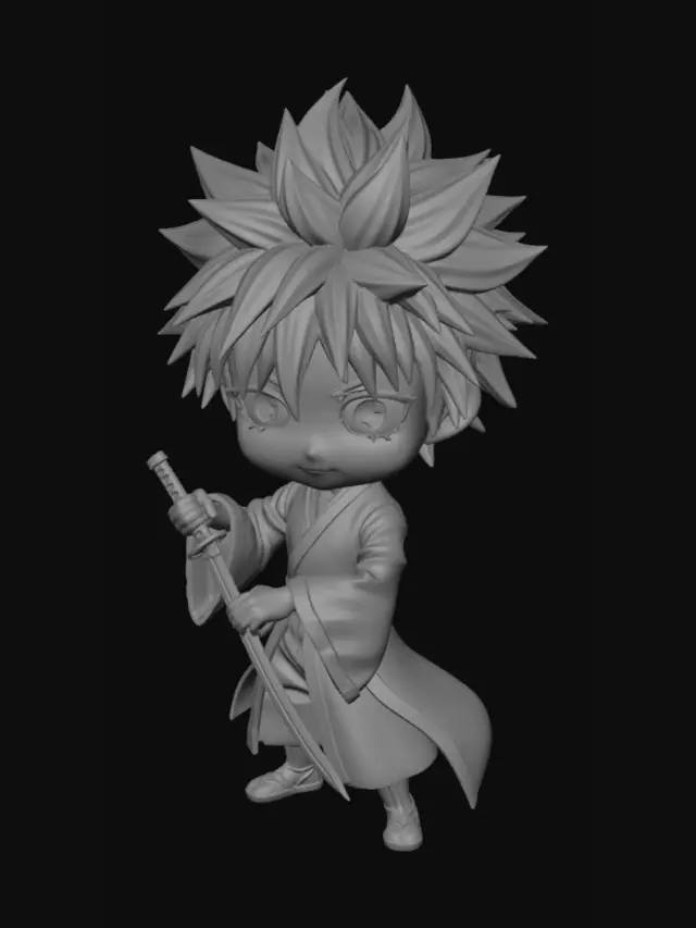 3D model for Bleach animasyon dizisinde bulunan renji abarai karakterinin chibi versiyonunu istiyorum. Ürünü 3D yazıcımdan bastıracağım. Figür özelliği boyu 10cmyi geçmeyecek ve kılıcı doğal bir şekilde elinde tutucak. Bana önce görseli sun daha sonra stl dosyası hazırla bambulab ile uyumlu olsun