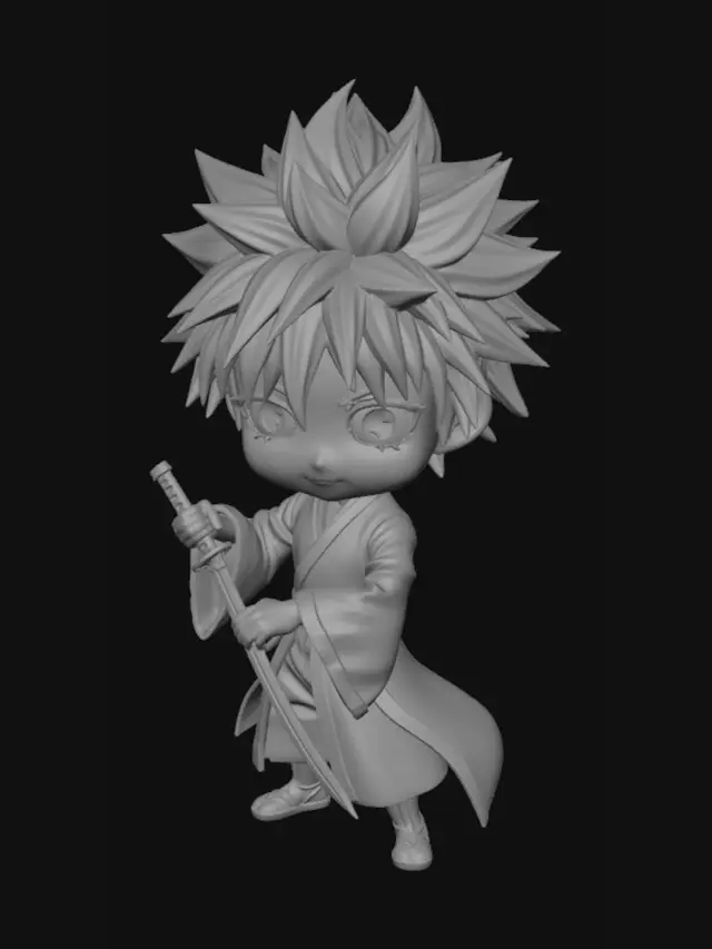 3D model for Bleach animasyon dizisinde bulunan renji abarai karakterinin chibi versiyonunu istiyorum. Ürünü 3D yazıcımdan bastıracağım. Figür özelliği boyu 10cmyi geçmeyecek ve kılıcı doğal bir şekilde elinde tutucak. Bana önce görseli sun daha sonra stl dosyası hazırla bambulab ile uyumlu olsun