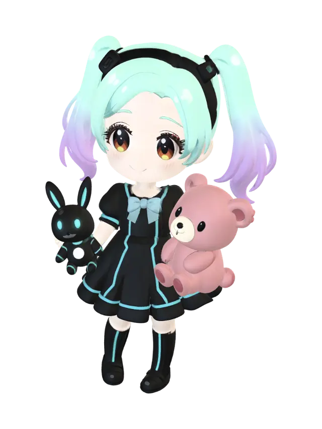 Aqua Twilight Friends 3D model, vytvořený pomocí AI