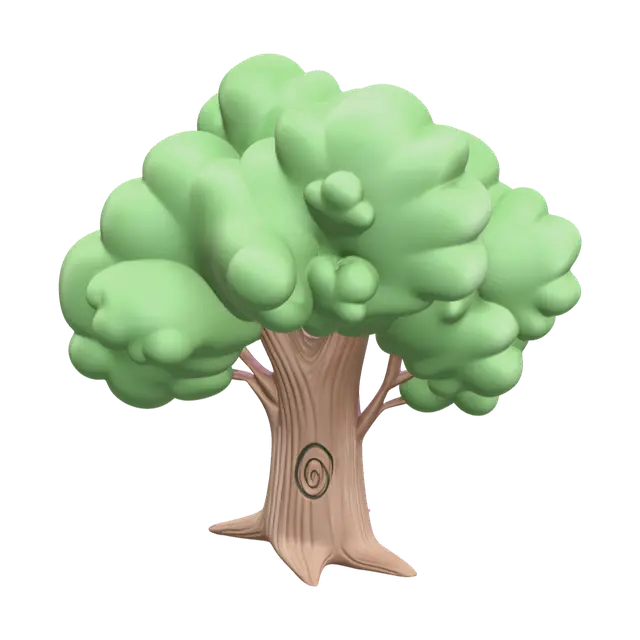 Cartoon Tree 3D model, vytvořený pomocí AI