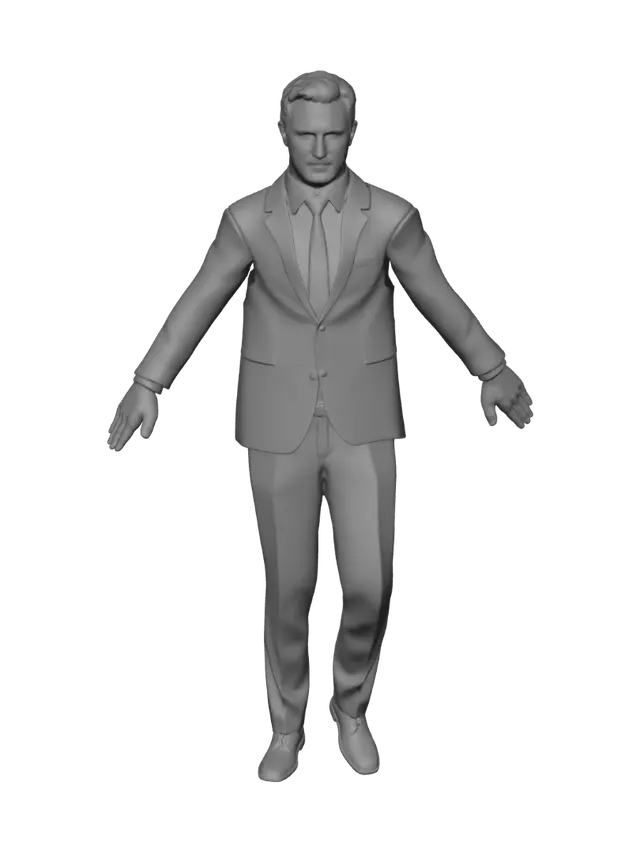 3D model for Power Pose in a Navy Suit with Purple Trim