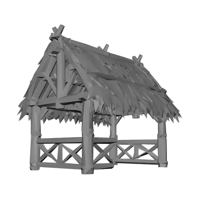 3D model for Thatched Timber Shelter