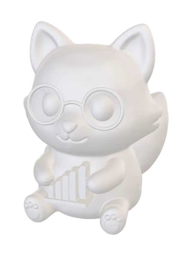 Fox Analyst Mascot 3D - Finish 3D model, vytvořený pomocí AI
