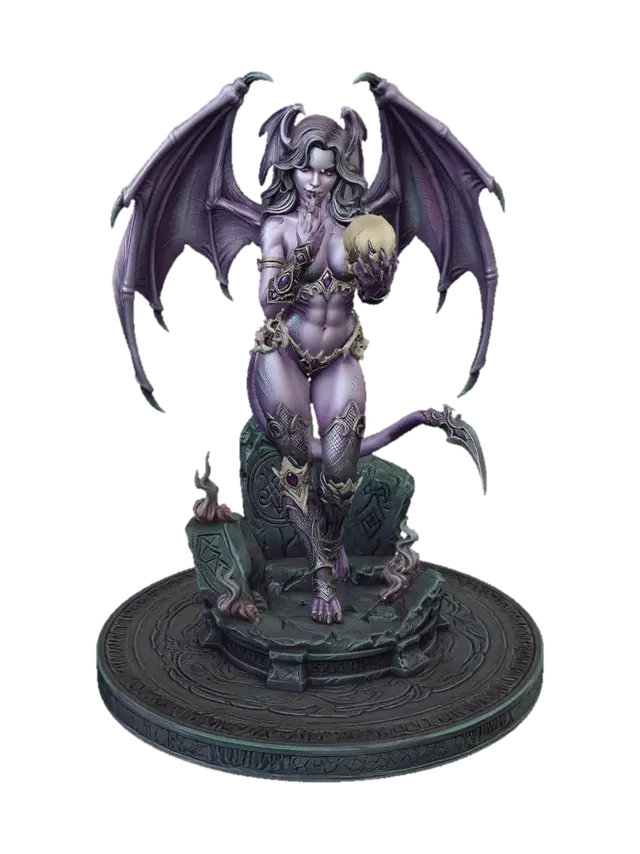 Skullbound Succubus - 2d 3D model, vytvořený pomocí AI