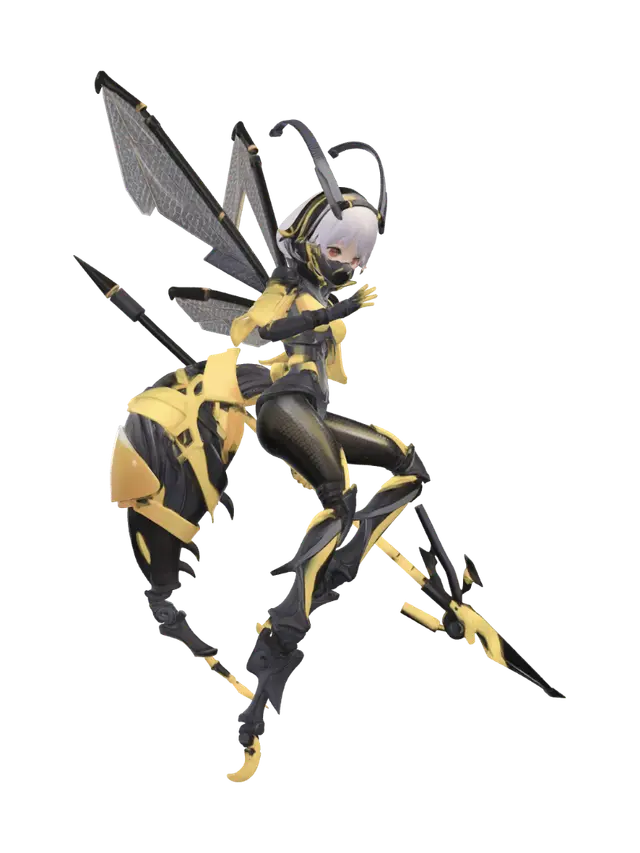 Wasp Girl Mecha Armor 3D model, vytvořený pomocí AI