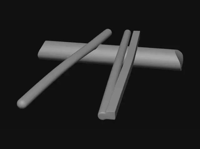 3D model for Crossed chopsticks on a wooden rod