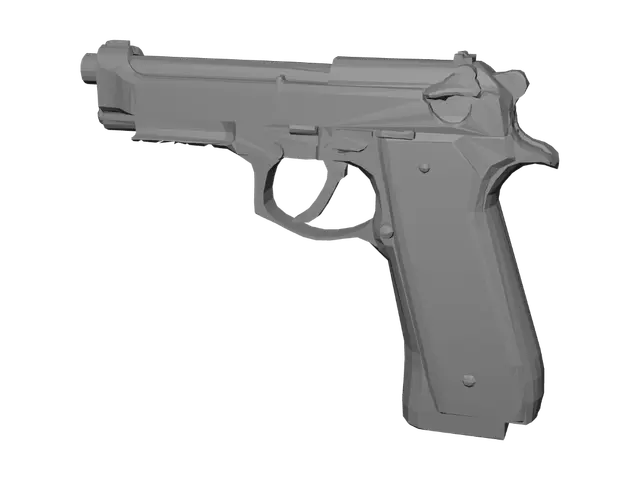 3D model for Semi-automatic pistol on a gray surface