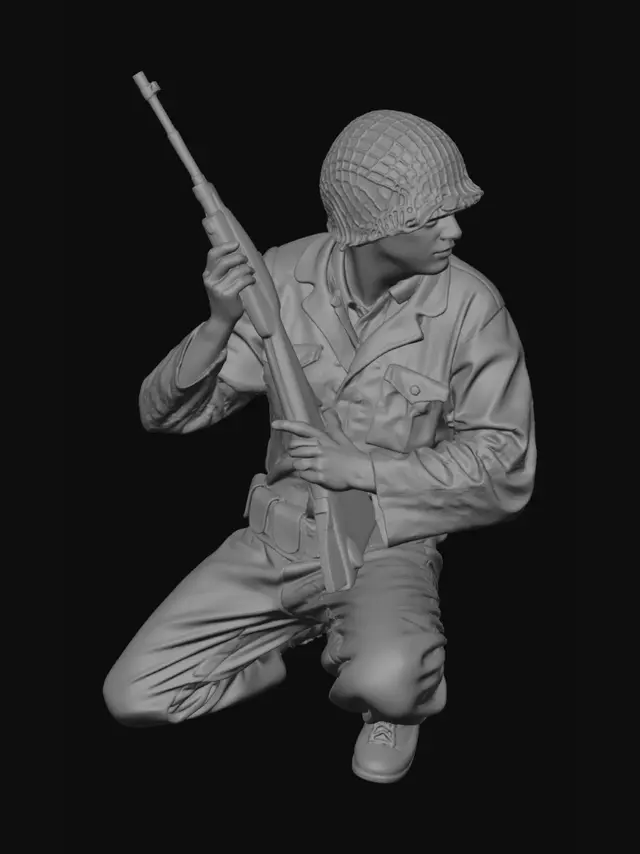 3D model for Kneeling Soldier with Rifle