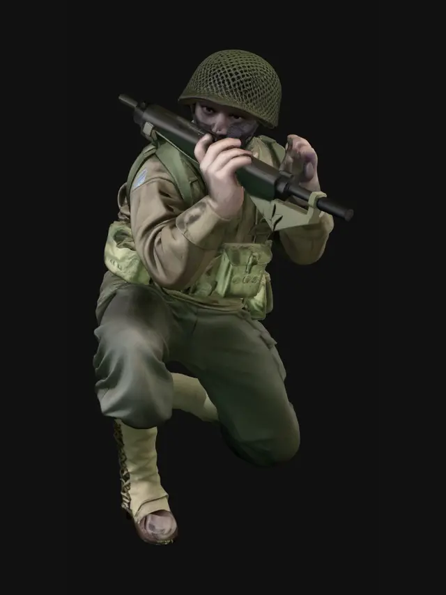 3D model for Kneeling Soldier with Rifle