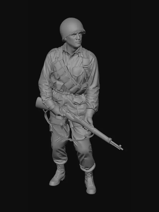 3D model for Desert combat soldier with rifle