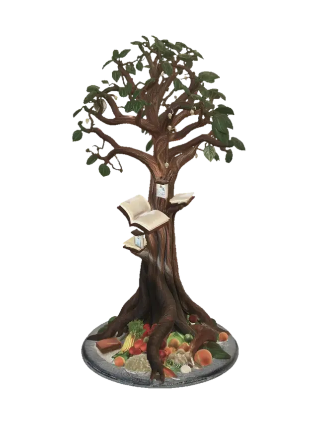 A highly detailed collectible 3D sculpture called "The Tree of Generations".… - Musicalnotes 3D-model, gegenereerd door AI