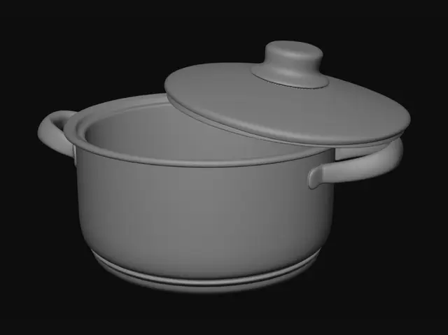 3D model for Lidded Stainless Steel Stock Pot