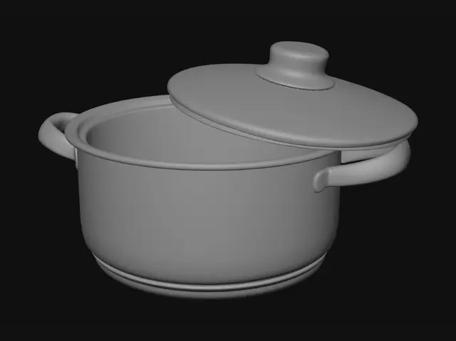 3D model for Lidded Stainless Steel Stock Pot