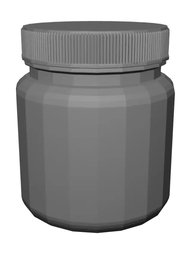 3D model for A simple object in the shape of a pill container. Simmetrical. Roughly 3 inches by 2 inches, the cap bigger than the body with not alot of details