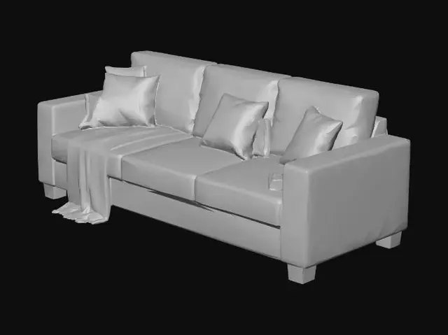 3D model for Cozy Neutral Sofa with Accent Pillows