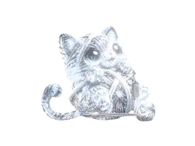 Yarn Cat - Amigurumi 3D model, vytvořený pomocí AI