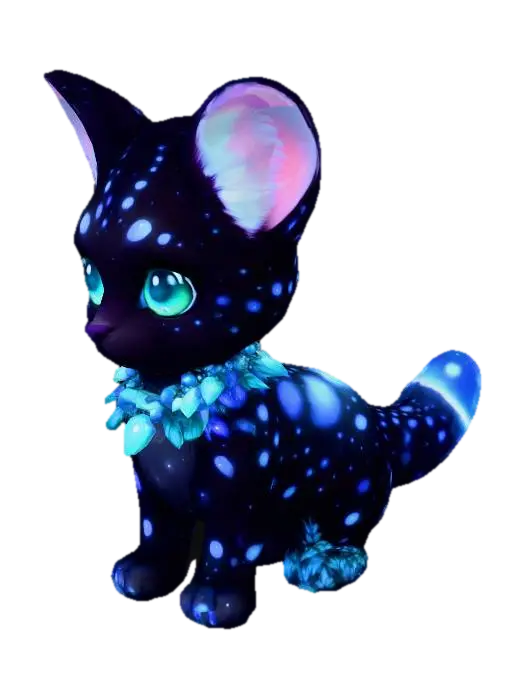 anime like pokemon, cute animal spiritual pets. fantasy, chibi baby, fantasy puma cub… 3D model, vytvořený pomocí AI