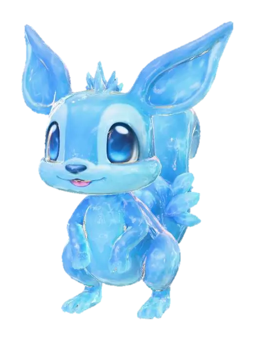anime like pokemon, cute animal spiritual pets. fantasy,elemental. squirrel,… 3D model, vytvořený pomocí AI