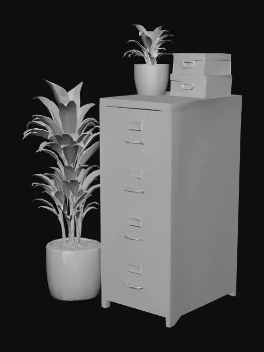 3D model for Industrial Filing Cabinet with Greenery