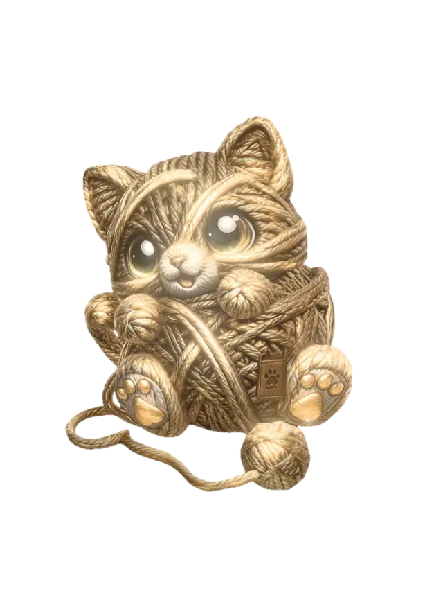 Yarn Cat - Amigurumi 3D model, vytvořený pomocí AI