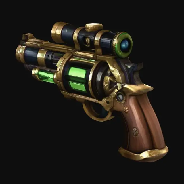 3D model for Emerald Core Steampunk Revolver
