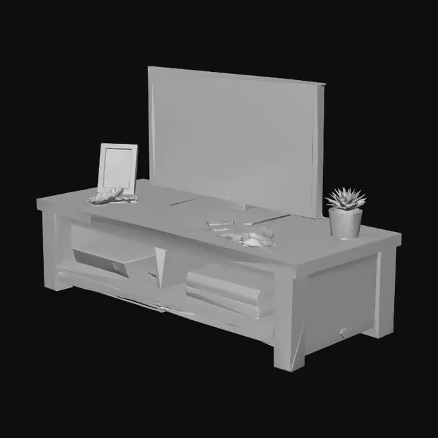 3D model for Wooden Entertainment Console with TV