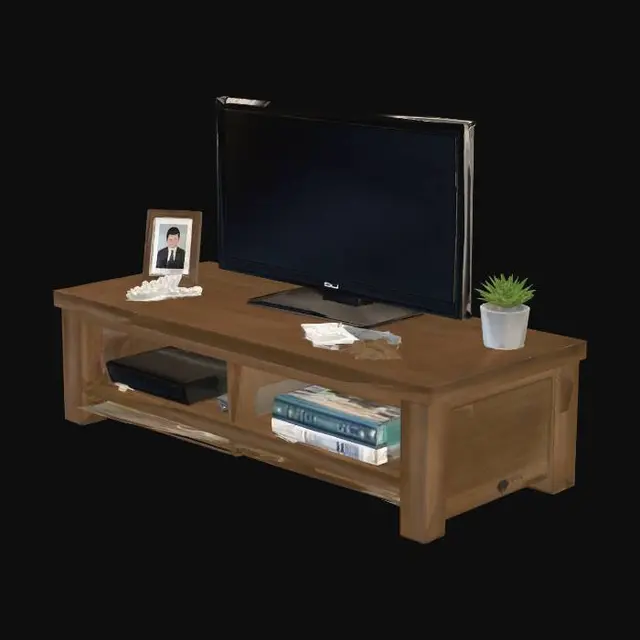 3D model for Wooden Entertainment Console with TV