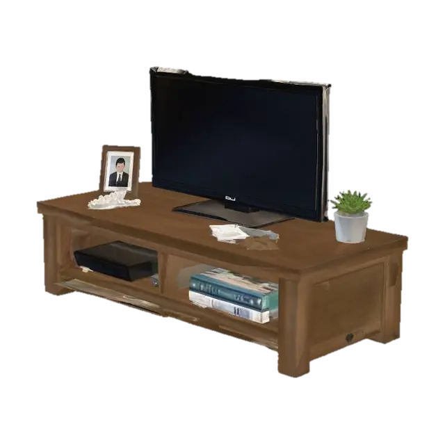 Wooden Entertainment Console with TV 3D model, vytvořený pomocí AI