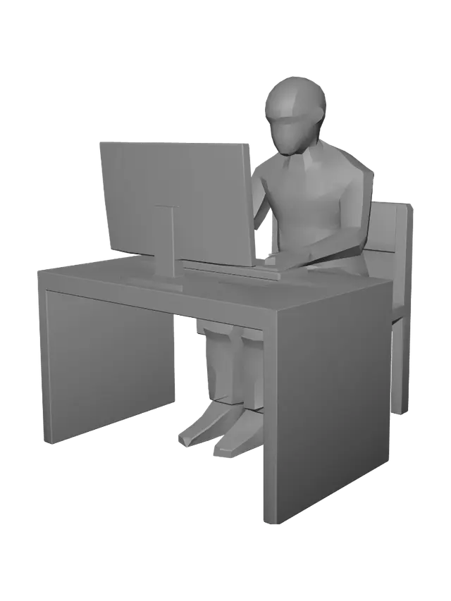 3D model for Polygonal Office Worker at Desk