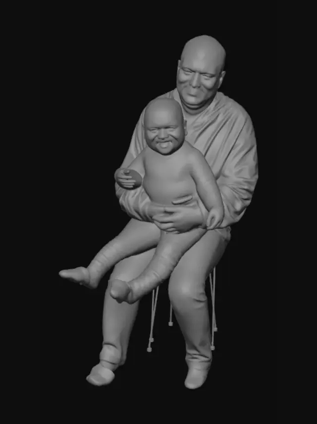 3D model for Dad and Baby in a Cafe