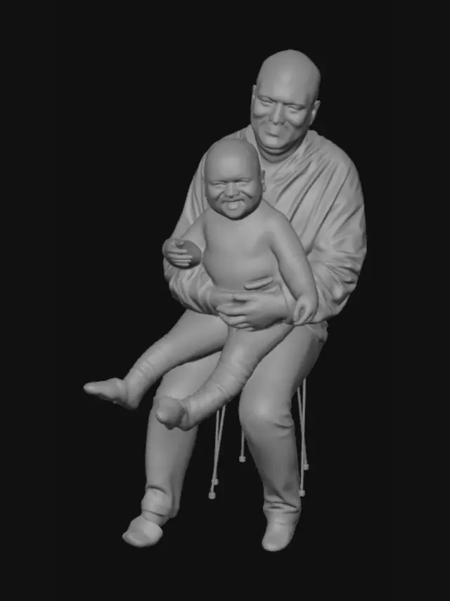 3D model for Dad and Baby in a Cafe