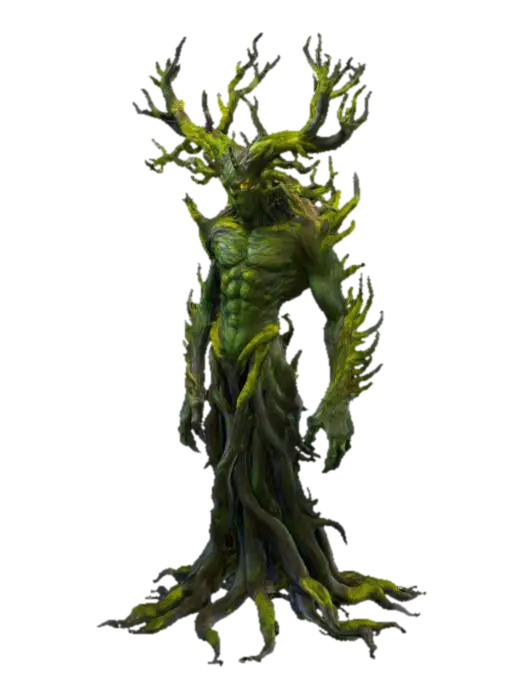 A towering, ancient feywood avenger manifests as a formidable humanoid creature, its… - Fey 3D model, vytvořený pomocí AI