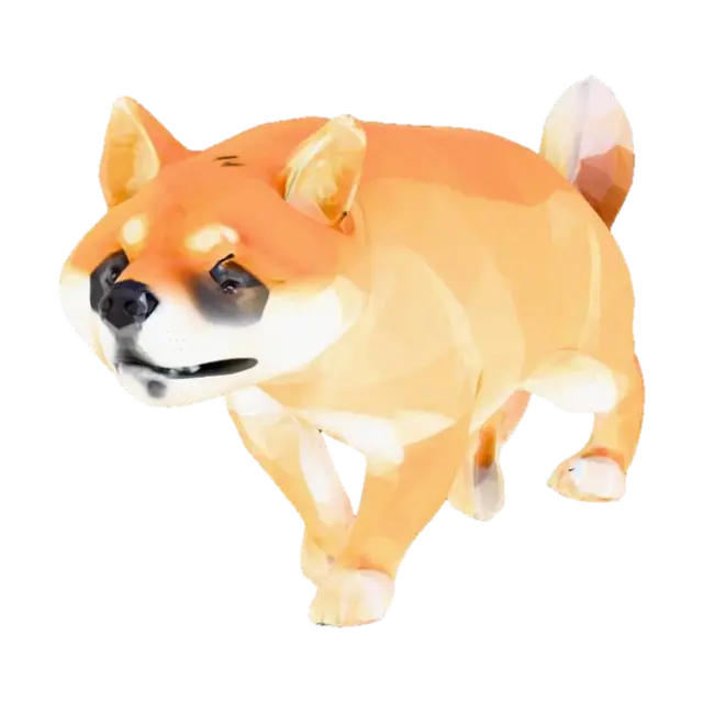 芝犬、ローポリ、四つ足、左右対称、かわいい、 - Fourlegged 3D model, vytvořený pomocí AI