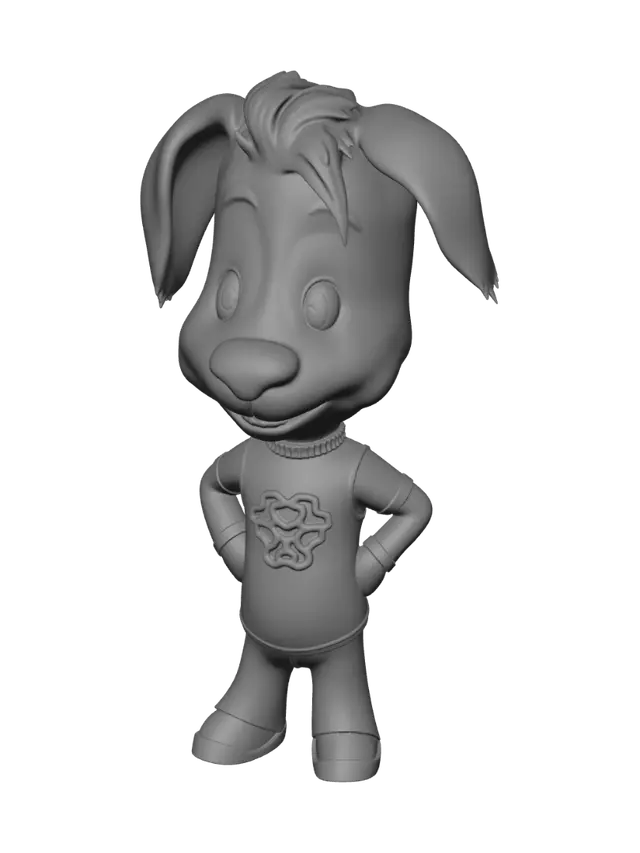 3D model for Cheerful Puppy in a Yellow Shirt