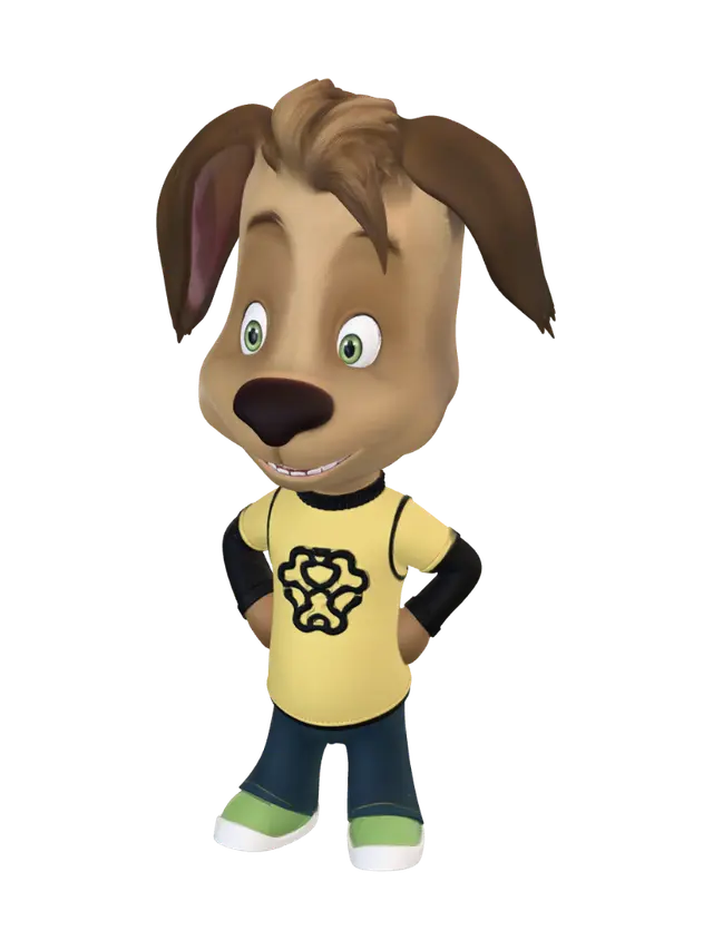 3D model for Cheerful Puppy in a Yellow Shirt