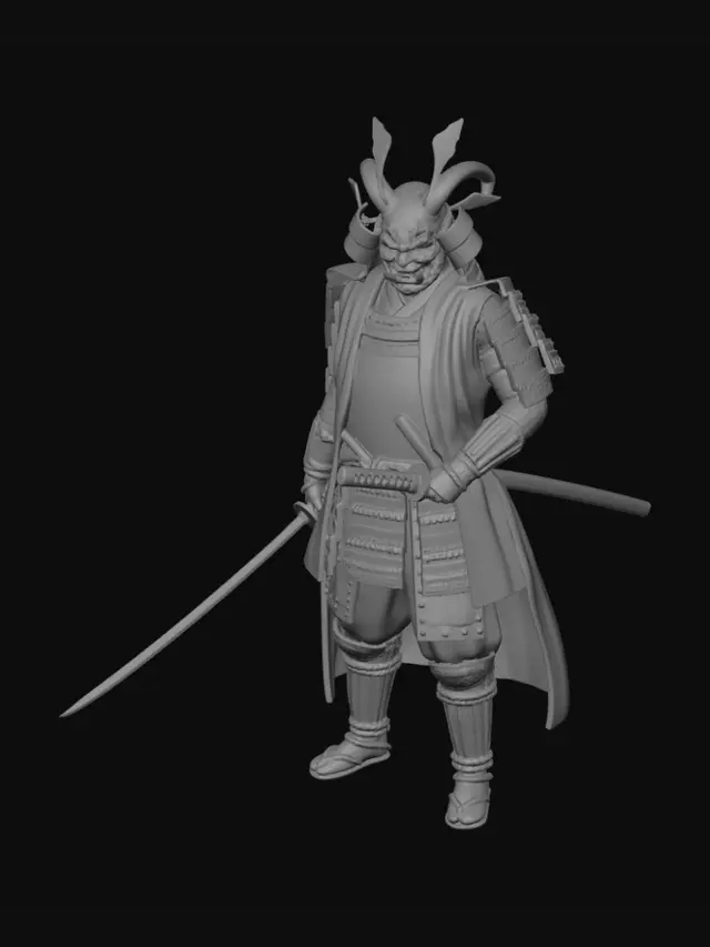 3D model for Crimson Samurai Among Cherry Blossoms