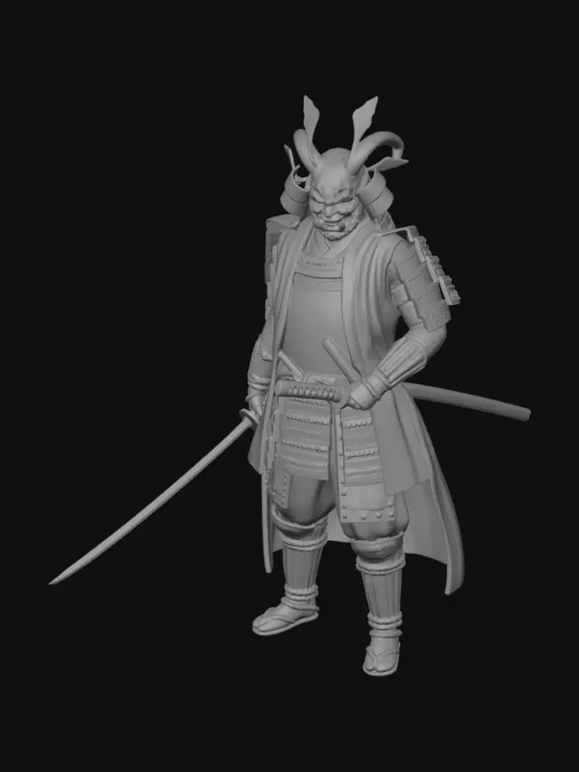 3D model for Crimson Samurai Among Cherry Blossoms