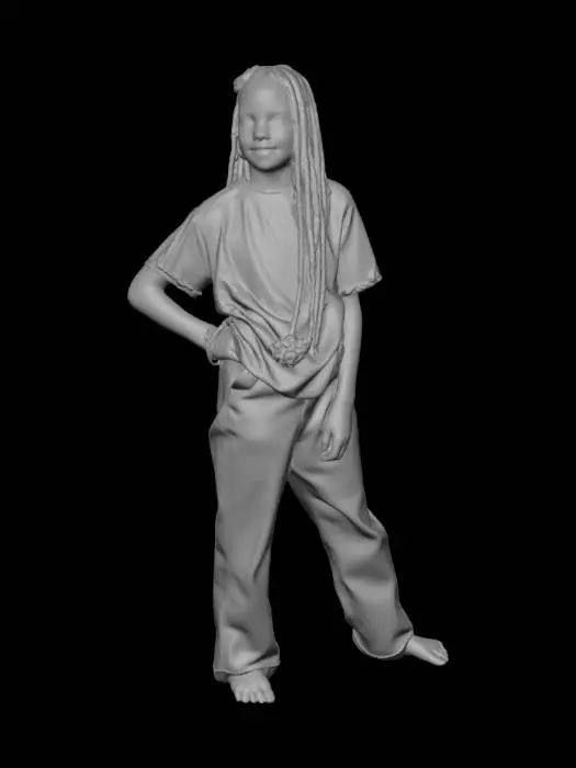 3D model for Braided Girl in Front of Wardrobe