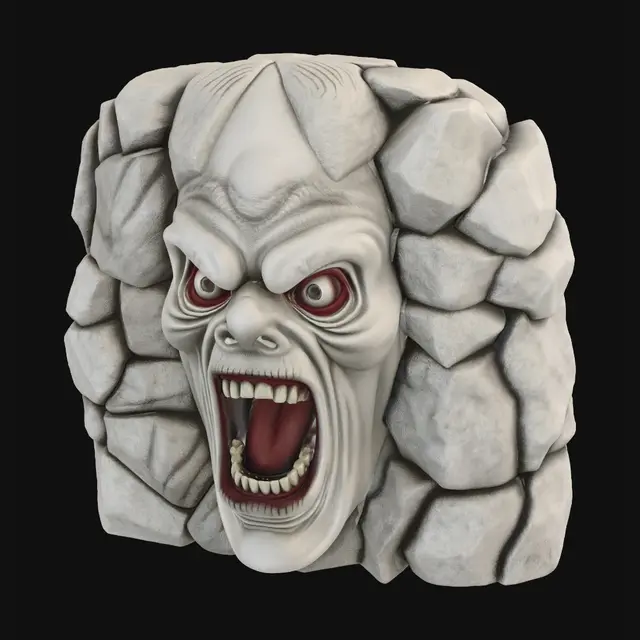 3D model for stone wall with a screaming face