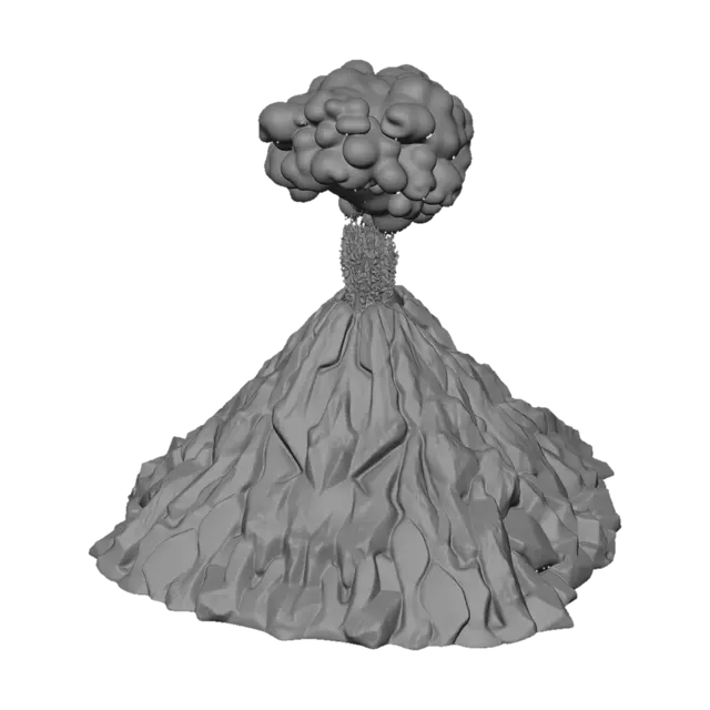 3D model for volcano mid eruption
